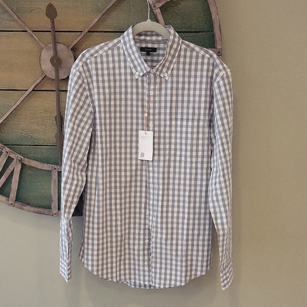 Quince Organic Cotton Stretch Poplin Button Down Shirt In Grey Gingham